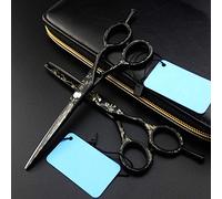 Hair Cutting, 6 Inch Professional Japan 440c Black Cutting Barber Haircut Scissor Thinning Shears Hairdressing Set