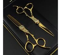 Hair Cutting, 6 Inch Professional Japan 440c Steel Upscale Gold Cut Haircut Thinning Barber Cutting Shears Hairdresser Hair Cutting Tools