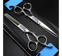 Hair Cutting, 6inch Professional 440c Steel Gem Scissor Haircut thinning Barber Cutting Shears Hairdresser, Set with Bag