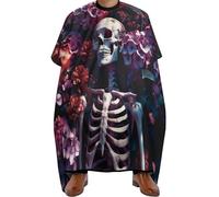Hair Cutting Apron Flower Skeleton Vintage Salon Barber Cape Soft With Hook Hairdressing Gown, For Dyeing, Adults, Men, 140x168cm