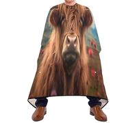 Hair Cutting Apron Highland Cow Hairdressers Cape With Snap Closure Or Hook Professional Salon Cape Unisex Hair Cutting Gown, For Children, Barbers, Hair Styling, 140×168cm