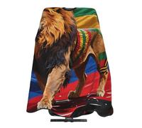 Hair Cutting Apron Jamaican Rasta Flag Rastafarian Reggae Lion Hair Styling Cape Unisex Waterproof Hairdressing Gown, For Salon, Styling, Adults, Kids, 140x168cm
