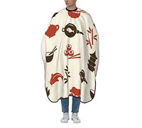 Hair Cutting Apron Japanese Culture Japan Hairdressing Cutting Gown Waterproof Hair Styling Cape Soft Hairdressing Apron, For Salon, Barbers, Men, 140×168cm