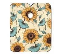 Hair Cutting Apron Vintage Sunflowers Flower Salon Barber Cape Large Hair Cut Cape With Snap Closure Or Hook Hair Cutting Gown, For Hair Styling, Salon, Men, 140×168cm