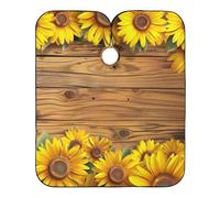 Hair Cutting Apron Wooden Sunflowers Hairdressing Apron With Snap Closure Or Hook Hair Cutting Gown Waterproof Hairdressers Cape, For Woman, Kids, Men, 140×168cm