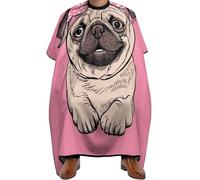 Hair Cutting Cape Cute Cartoon Pug Dog Pink, personalised Salon Cape Adjustable Hairdressing Apron for Women Family 140X168cm