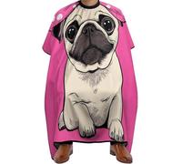 Hair Cutting Cape Cute Cartoon Pug Dog Pink, Stain resistant Salon Cape Adjustable Hairdressers Gown for Coloring Styling 140X168cm