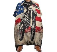Hair Cutting Cape Dirt Bike Motocross American Flag, Anti-static Barber Cape Professional Hairdressing Apron for Haircut Family 140X168cm