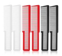 Hair Cutting Comb Set, 6 Pcs Barber Plastic Pocket Combs for Men - Fine Tooth Styling Professional All Purpose Clipper for Stylists Home Salon, 3 Colors (Black, White, Red)
