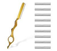 Hair Cutting Comb Set with Replacement Stainless Blades Gold Professional Hairdressing Tool Trimming Tool Thinning Tool for Salon and Home Use Styling Accessories