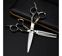 Hair Cutting Scissors, 6 Inch 440c Scissor Gold Tiger Handle Cut Hair Scissors Haircut Thinning Barber Cutting Shears Hairdressing Scissors Set