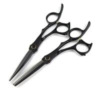 Hair Cutting Scissors, 6 Inch Professional 440c Black Bearing Hair Scissors Haircut Thinning Barber Hair Cutting Shears Hairdressing Scissors (Color : Set)