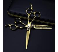 Hair Cutting Scissors, 6inch Professional Japan 440c Upscale Gem Scissor d Cutting Barber Haircut Thinning Shears Hairdresser Scissors (Set with Bag Q)