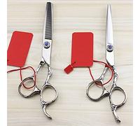 Hair Cutting Scissors, Professional 6 Inch Japan 440C Plum Handle Cutting Barber Hair Salon Thinning Shears Hairdressing Scissors By-Set