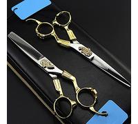 Hair Cutting Scissors, Professional Japan 440C 6 ' Retro D Cut Cutting Barber Haircut Thinning Shears Hairdressing Scissors By,Gold