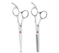 Hair Cutting Scissors, Thinning Shears for Hair Cutting Hair Cutting and Thinning Scissors Set with Round Head Design Professional Stainless Steel for Barbering (red Screw)