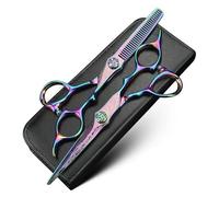 Hair Cutting Shears, 6 Inch Hair Scissors Damascus Laser Pattern Cutting and Thinning Scissors 440C Steel Set with Case