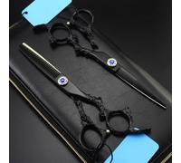 Hair Cutting Shears, 6 Inch Professional Japan 440c Steel Black Dragon Handle Hair Scissors Cutting Barber Tools Haircut Thinning Shears Hairdresser Scissors(Thinning Scissor) (Set with Bag)