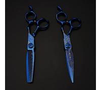 Hair Cutting Shears, 6 Inch Professional Upscale Scissor Blue Damascus Hair Scissors Haircut Thinning Barber Tools Cutting Shears Hairdressing Scissors Set
