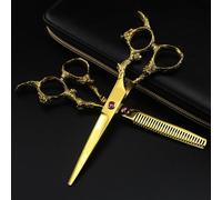 Hair Cutting Shears, 6 Inch Stainless Steel den Hair Clipper Set Hair Clipper Thinning Scissors Dragon Handle Decorative Hair Clipper Set(Set add Bag) (Set Add Bag)