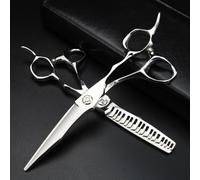 Hair Cutting Shears, 6 Inch Tail Dynamic Scissors Japanese 440C Steel Hair Shears Barber Cutting and Thinning Scissors(Thinning) (Set)