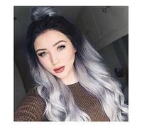 Hair Daily Use Wig Women's Wavy Wig Synthetic Female Middle Part Curly Heat Resistant Gradient Silver Wig Party Accessories Wig