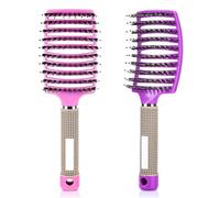 Hair Detangling Brush for Curly & Dry & Wet, Getting Knots Out without Pain, Reduce Hair Loss, Detangler Brush, 2 Pack (Pink and Purple) (Pink + Purple)