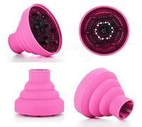 Hair Diffuser for Curly Hair Dryer Travel Collapsible Portable Hair Styling Appliances Hairdryer Diffuser Attachment Universal for Salon or Home Use (Rose Red)