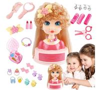 Hair Doll Head Styling for Kids - Pretend Play Hair Styling Set | Braiding Curling Iron Hairpins Makeup Beauty Salon for 3-6 Years Old Girl Kids