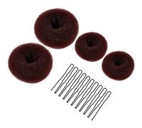 Hair Donuts for Buns, MORGLES 4pcs Hair Bun Maker Shaper Set with 10pcs Bobby Pins for Dancer Ballerina, Brown
