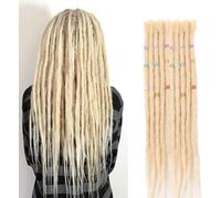 Hair Dreadlock Extensions,Hair Extensions,100% Human Hair Dreadlock Extensions 20 Inch 5 Strands/Pack Handmade Crochet Dreadlocks Extension For Women/Men Dreadlocks Hair(Blond,10PCS)