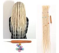 Hair Dreadlock Extensions,Hair Extensions,100% Human Hair Dreadlock Extensions 20 Inch 5 Strands/Pack Handmade Crochet Dreadlocks Extension For Women/Men Dreadlocks Hair(Blond,5PCS)