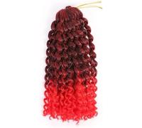Hair Dreadlock Extensions,Hair Extensions,8 Inches Ombre Hair Extensions Synthetic Curl Jamaican Bounce Afro Kinky Curly Crochet Braids(T1B/RED8INCHES,6Pcs/Lot)