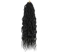 Hair Dreadlock Extensions,Hair Extensions,Faux With Curly Ends Wavy Queen Pre-Looped Synthetic Ombre Braids Hair Extensions Afro Dreadlocks(#1B,16inches#3Pcs/Lot)