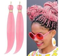Hair Dreadlock Extensions,Hair Extensions,Hair Extensions For African Braids Synthetic Hair Pre Stretched Braiding Hair For Braids Extensions(PINK26INCHES)