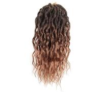 Hair Dreadlock Extensions,Hair Extensions,With Curly End Synthetic Braids Pre-Looped Wavy Faux Crochet Locs Long Dreadlocks(T1B30,24inches#6Pcs/Lot)