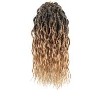 Hair Dreadlock Extensions,Hair Extensions,With Curly End Synthetic Braids Pre-Looped Wavy Faux Crochet Locs Long Dreadlocks(T1B27,16inches#6Pcs/Lot)