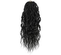Hair Dreadlock Extensions,Hair Extensions,With Curly End Synthetic Braids Pre-Looped Wavy Faux Crochet Locs Long Dreadlocks(#1B,16inches#6Pcs/Lot)