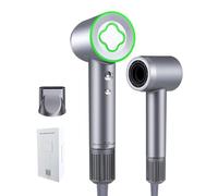 Hair Dryer 1600W High Speed Brushless Motor 110,000 RPM Concentrator Nozzle Lightweight Travel Hairdryer for Unisex Pets Quiet Professional Blow Dryer with Smart Temperature Control (Silvery)