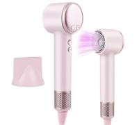 Hair Dryer 200 Million Negative Ionic Hairdryer,3 Speed 4 Heat Setting,110, 000 RPM High Speed Brushless Motor Blow Dryer，with Magnetic Nozzle，51dB Low Noise Travel Hairdryers for Women and Men (Pink)