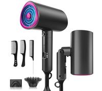 Hair Dryer, 2000W Foldable Professional Ionic Hairdryer, 2 Speed 3 Heat Setting, Cool Shot Button, Diff & Concentrator, Compact & Lightweight, Even Heat, Styling Combs, for Men & Women, Travel & Salon
