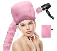 Hair Dryer Bonnet Attachment, Adjustable Bonnet Hood Hair Dryer Hat for Hand Held Hair Dryer, Hooded Hair Dryer Cap with Stretchable Grip and Extended Hose Length for Hair Care (Pink)