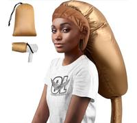 Hair Dryer Bonnet Attachment: Upgraded Extra Large Hooded Dryer Adjustable Hair Dryer Caps - Easy to Use for Natural Curly Textured Hair Care Styling Fast Drying - Black (Extra Large - Gold)