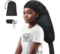 Hair Dryer Bonnet Attachment: Upgraded Extra Large Hooded Dryer Adjustable Hair Dryer Caps - Easy to Use for Natural Curly Textured Hair Care Styling Fast Drying - Black (Extra Large - Black)