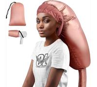 Hair Dryer Bonnet Attachment: Upgraded Extra Large Hooded Dryer Adjustable Hair Dryer Caps - Easy to Use for Natural Curly Textured Hair Care Styling Fast Drying - Black (Extra Large - Rose Gold)