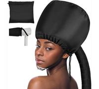 Hair Dryer Bonnet Attachment: Upgraded Extra Large Hooded Dryer Adjustable Hair Dryer Caps - Easy to Use for Natural Curly Textured Hair Care Styling Fast Drying - Black (Black)