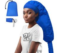 Hair Dryer Bonnet Attachment: Upgraded Extra Large Hooded Dryer Adjustable Hair Dryer Caps - Easy to Use for Natural Curly Textured Hair Care Styling Fast Drying - Black (Extra Large - Blue)