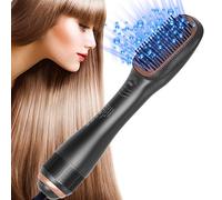 Hair Dryer Brush 3-in-1 | Ionic Styler & Volumiser with Ceramic Bristles, 1200W Fast-Dry, Straighteners, Frizz Control & 360° Swivel Cord (Black)
