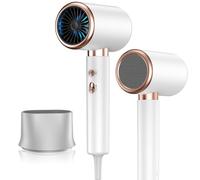 Hair Dryer for Women & Men,2000W Powerful Hairdryer, Blow Dryer with Nozzle & 100 Million Lons for Fast, Salon-Quality Drying Portable & Lightweight,White