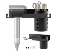 Hair Dryer Holder,Hair Dryer Holder Wall Mounted for Hairbrushes,Toothbrushes,Combs,Toothpaste Organizer,Multi-Functional Space Saving Bracket for Home Bathroom,Toilet,Shower Room,Bedroom(Black)